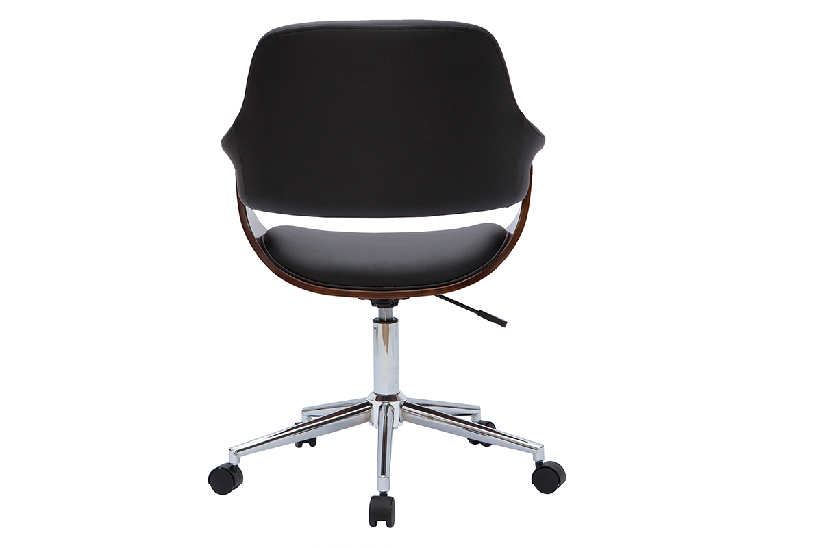 Silla de oficina moderna negra con madera oscura HANSEN