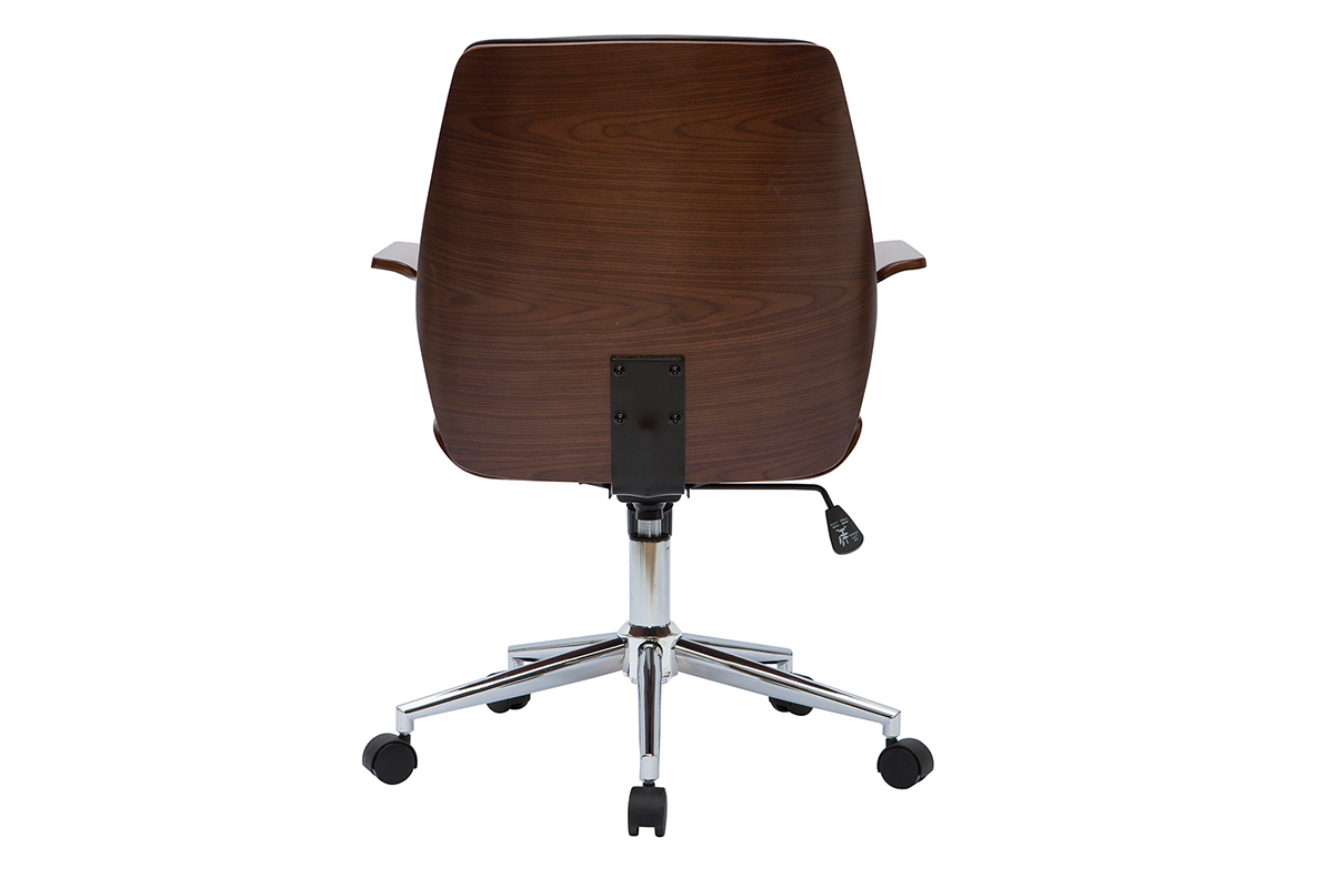 Silla de oficina moderna negra con madera oscura RUFIN