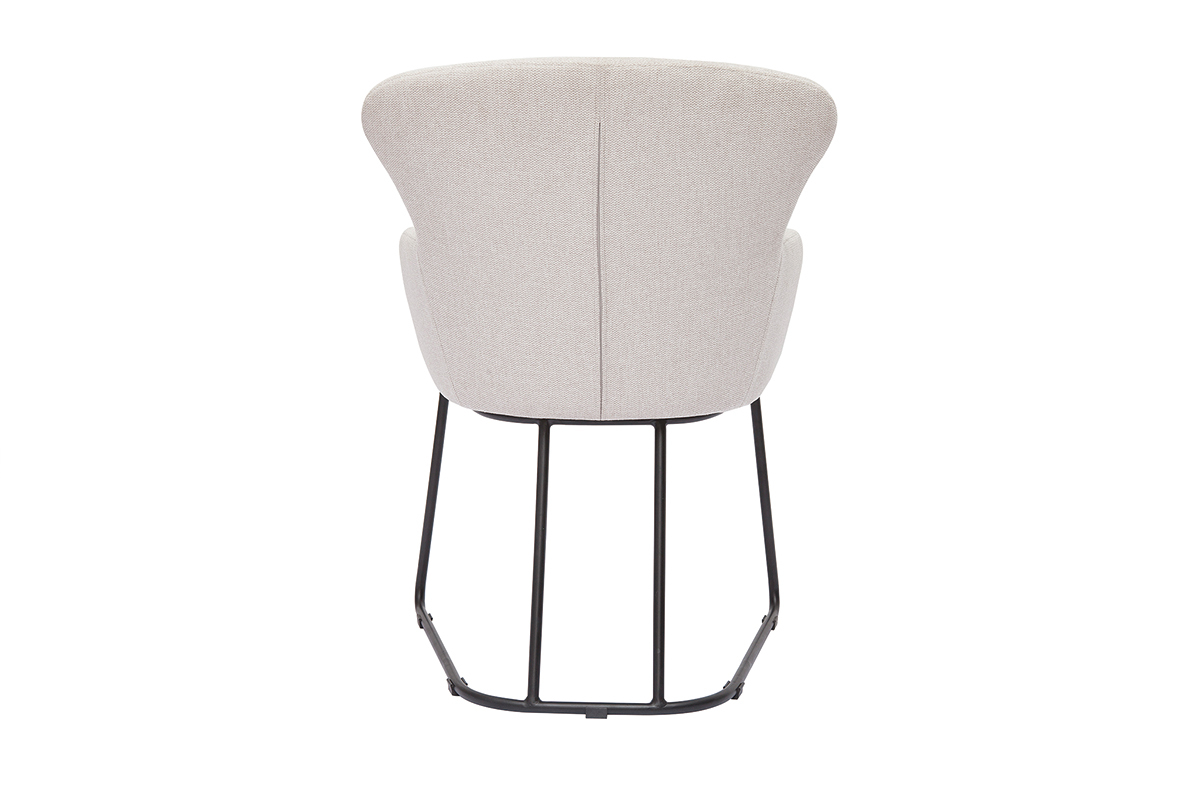 Silla de tejido efecto aterciopelado texturizado beige y metal negro BRITT