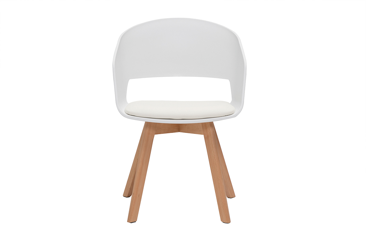 Silla escandinava blanca y de madera clara PRISMA