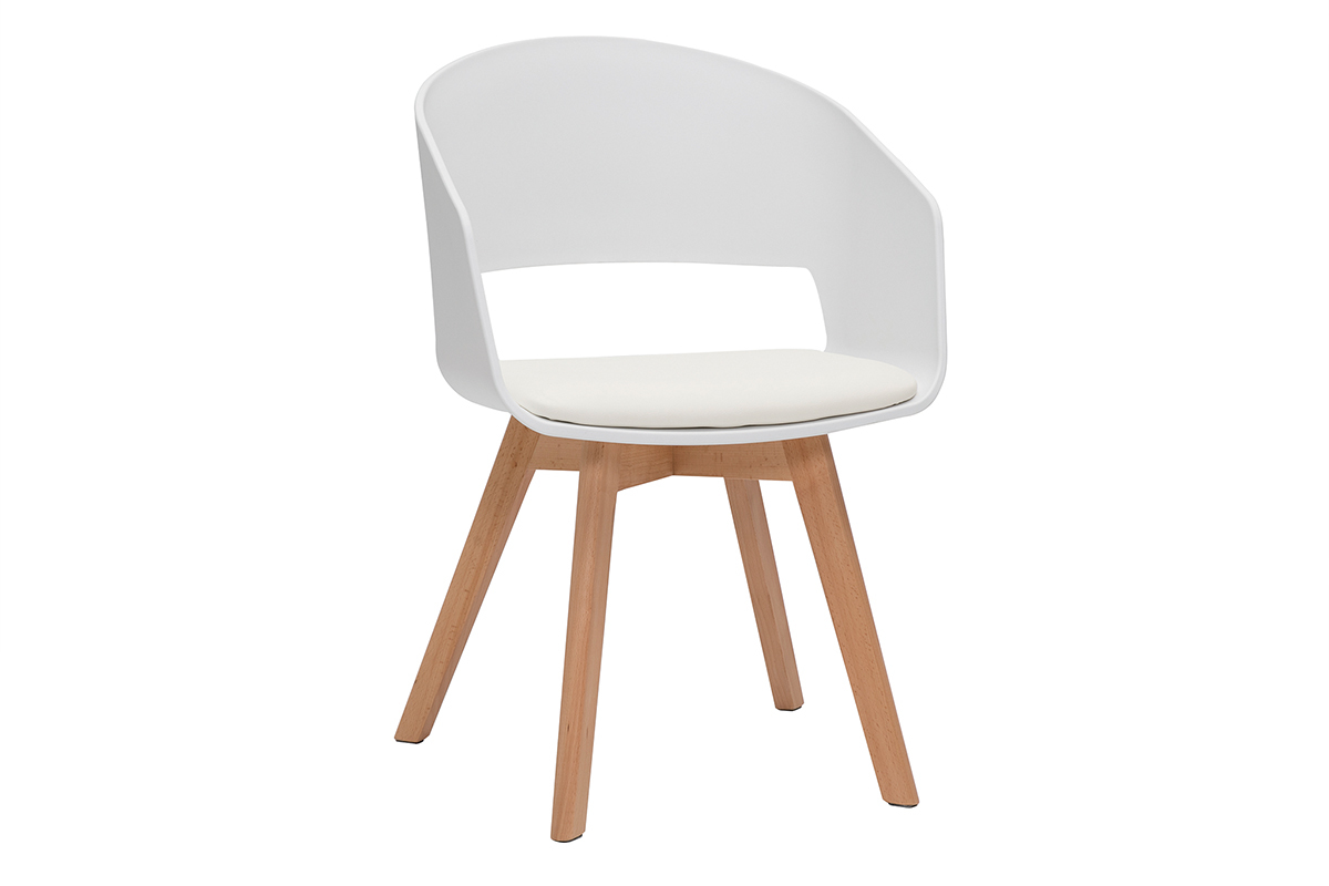 Silla escandinava blanca y de madera clara PRISMA