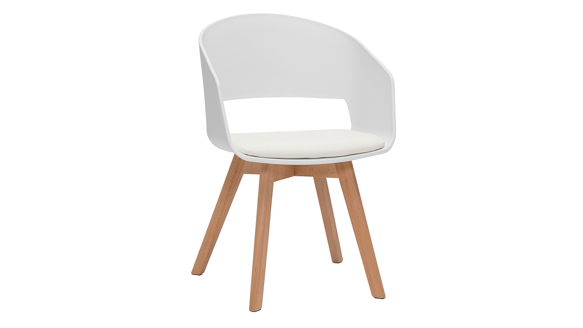 Silla escandinava blanca y de madera clara PRISMA