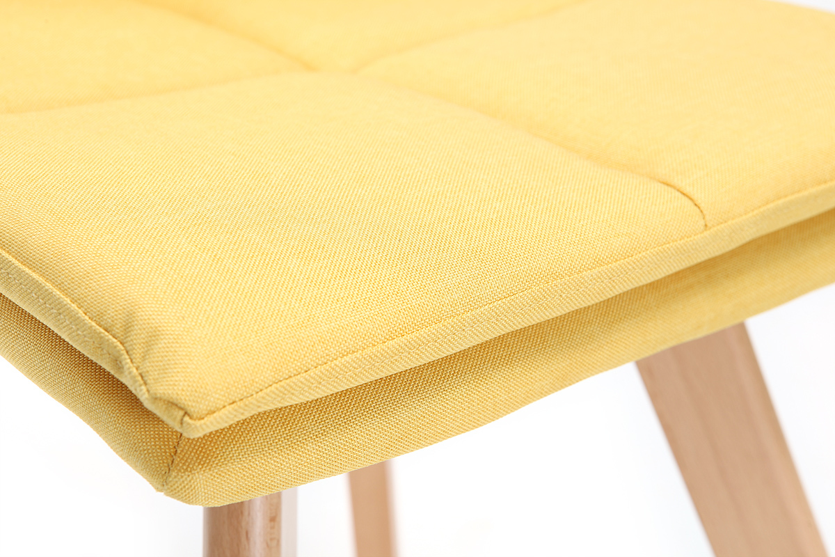 Silla escandinava tejido amarillo patas madera clara lote de 2 THEA