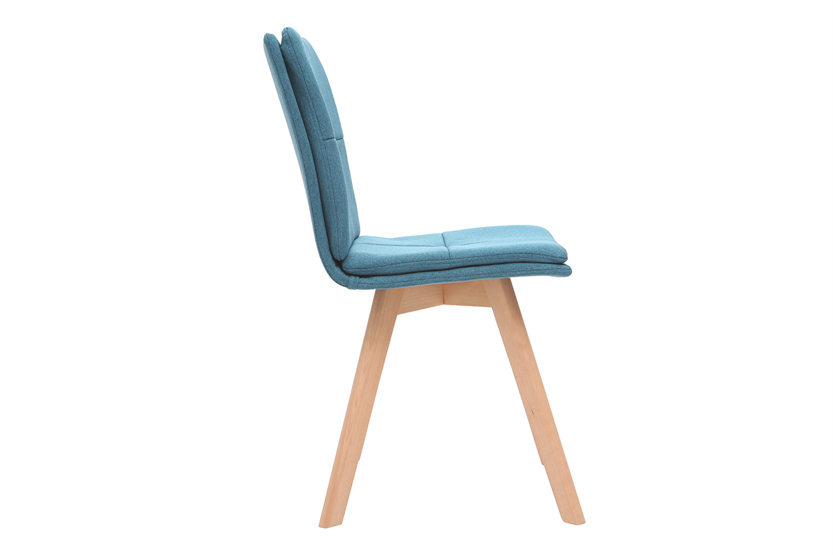 Silla escandinava tejido azul patas madera clara lote de 2 THEA