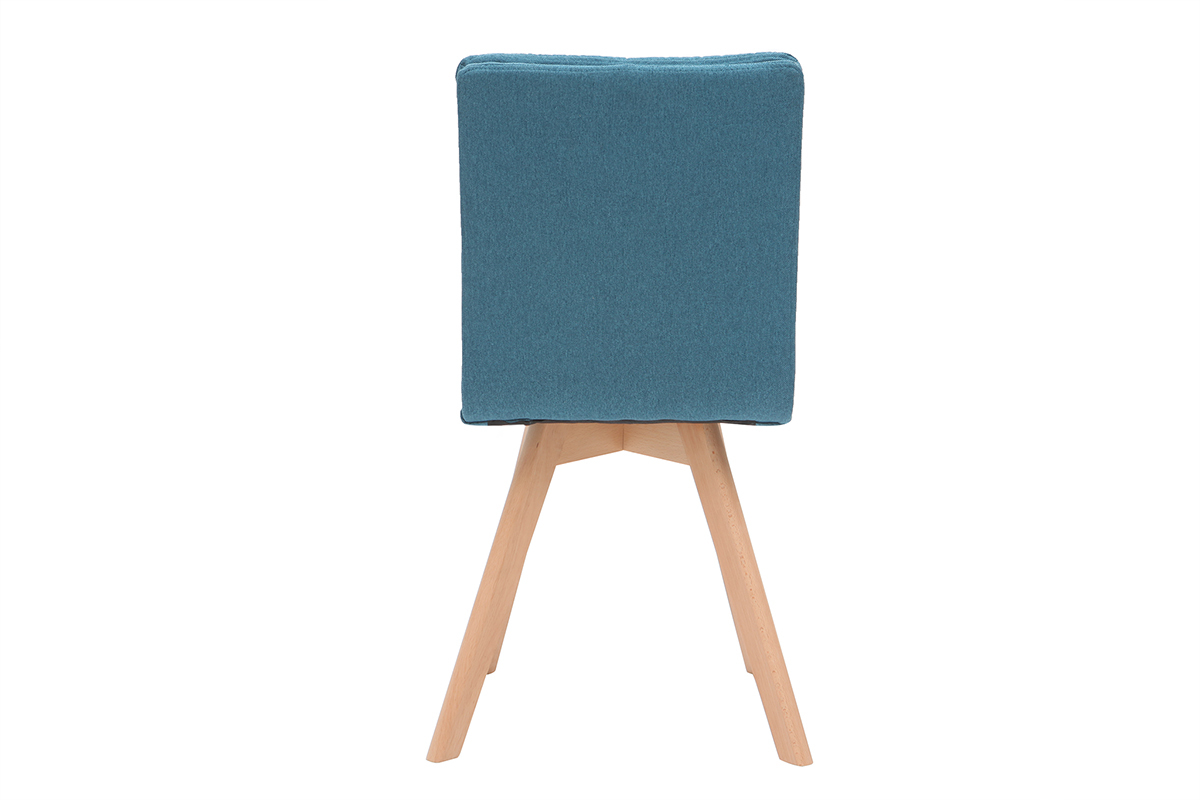 Silla escandinava tejido azul patas madera clara lote de 2 THEA