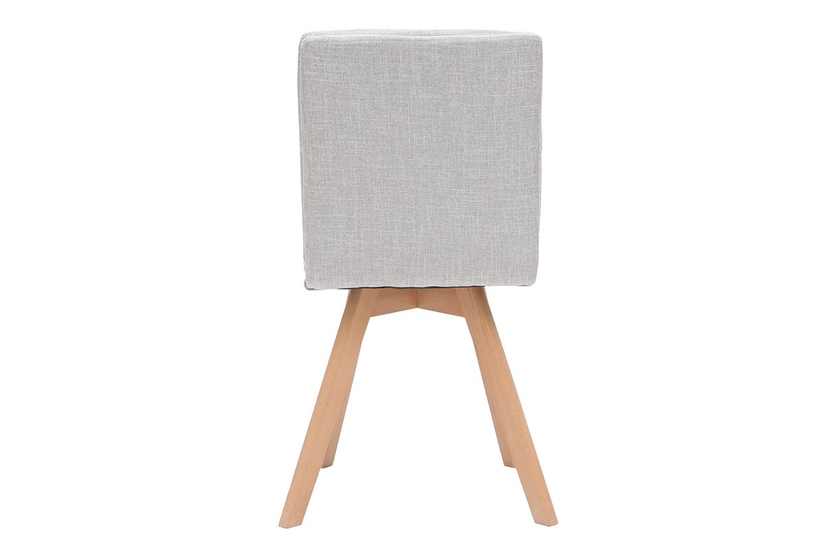 Silla escandinava tejido gris patas madera clara lote de 2 THEA