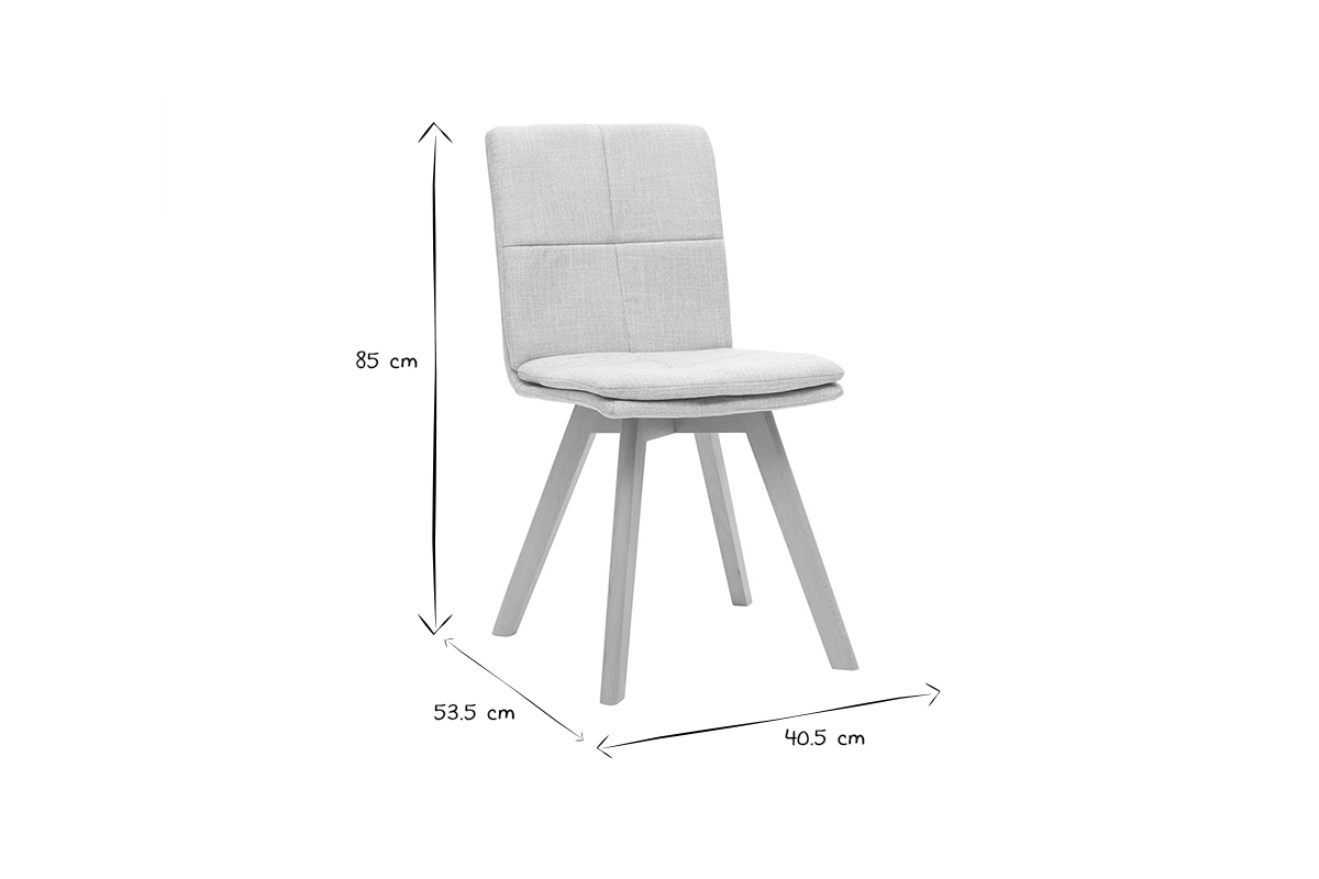 Silla escandinava tejido gris patas madera clara lote de 2 THEA