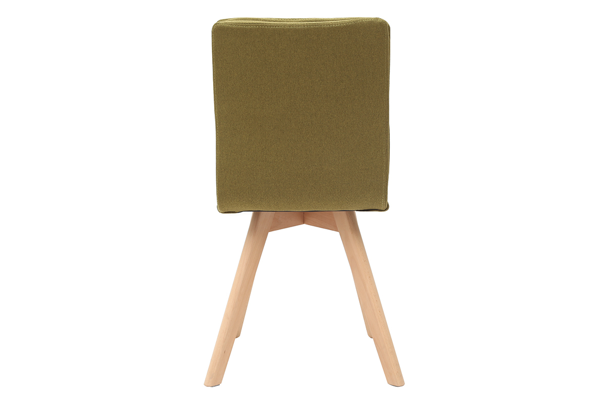 Silla escandinava tejido verde patas madera clara lote de 2 THEA