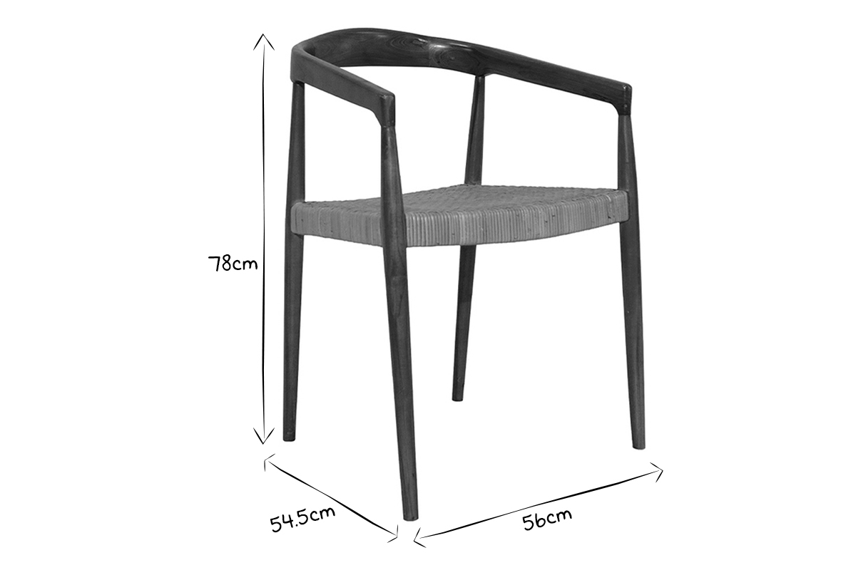 Silla tnica de teca maciza y ratn NEGARA