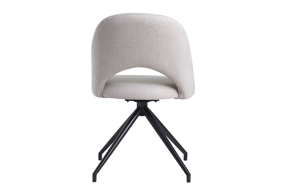 Silla giratoria 360 de tejido efecto aterciopelado texturizado beige y metal negro COSETTE