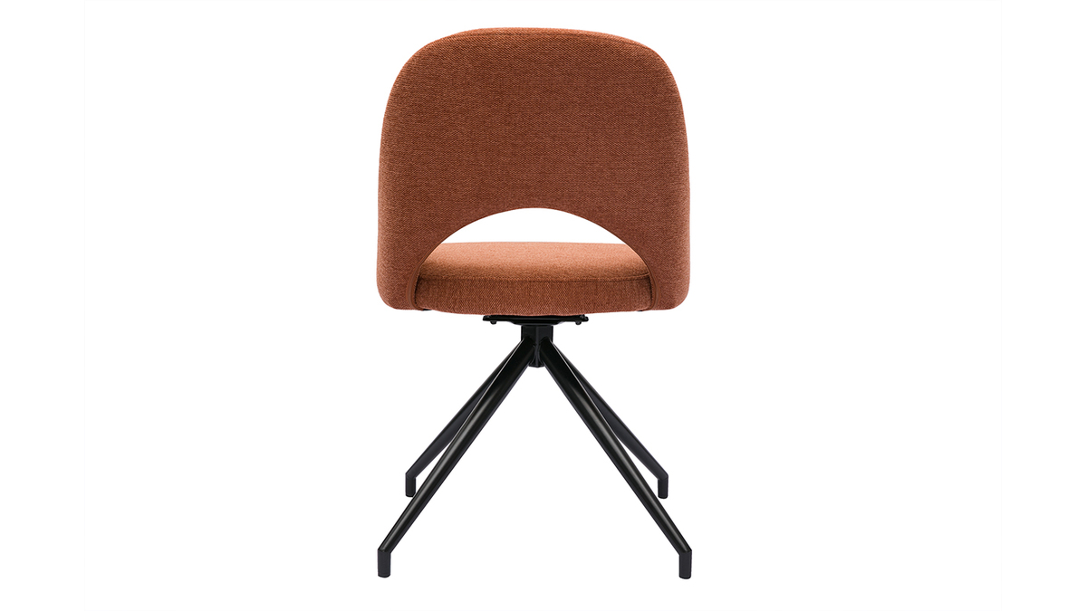 Silla giratoria 360 de tejido efecto aterciopelado texturizado terracota y metal negro COSETTE