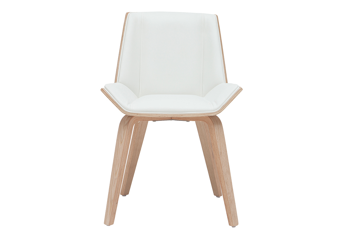 Silla moderna blanca y madera clara MELKIOR