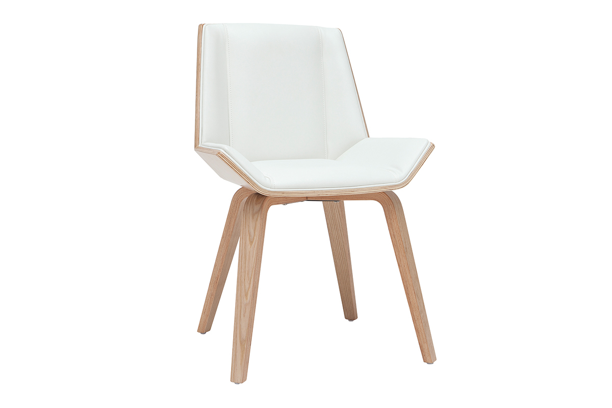 Silla moderna blanca y madera clara MELKIOR