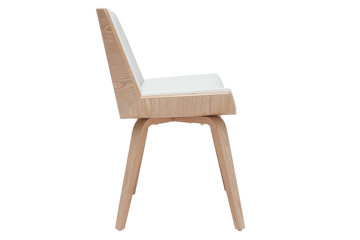 Silla moderna blanca y madera clara MELKIOR