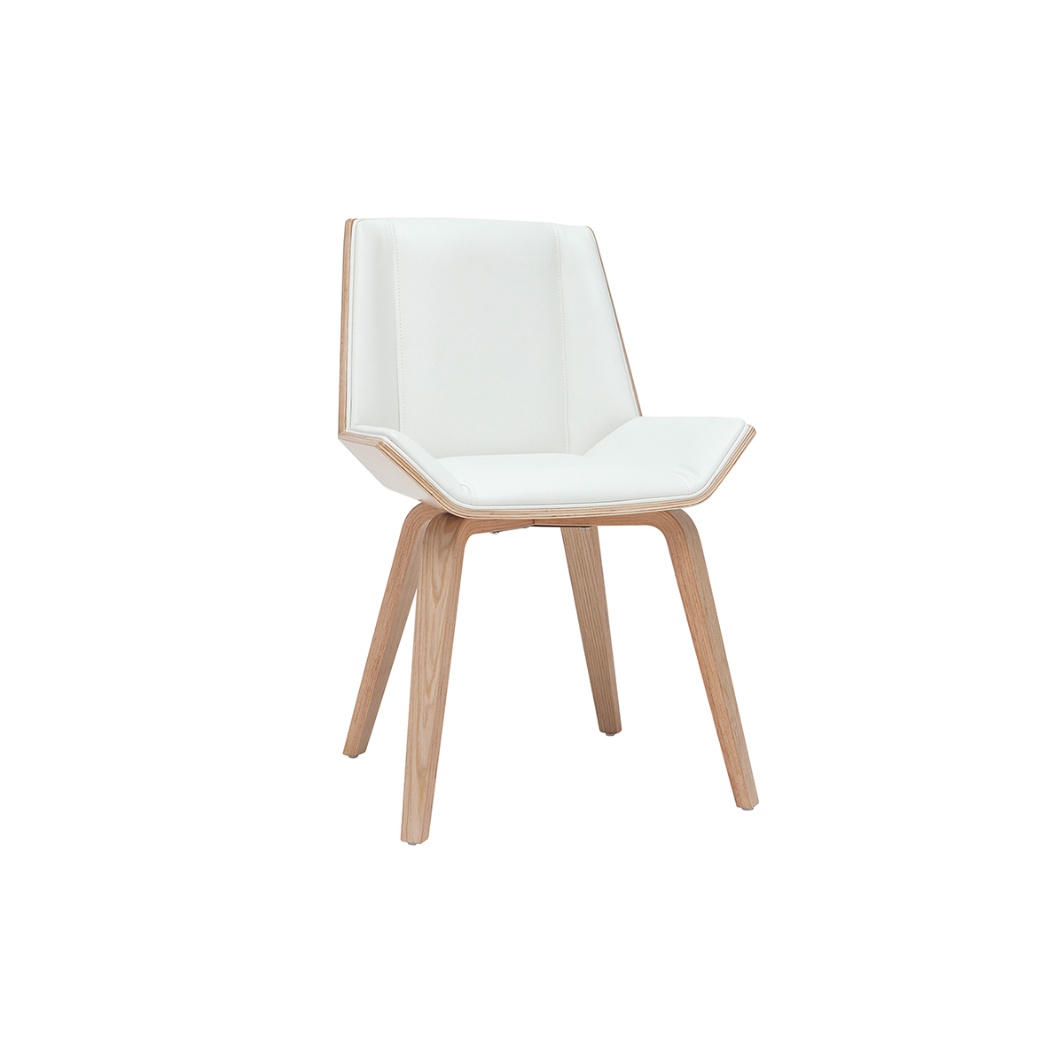 Silla moderna blanca y madera clara MELKIOR