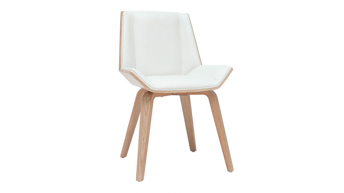 Silla moderna blanca y madera clara MELKIOR