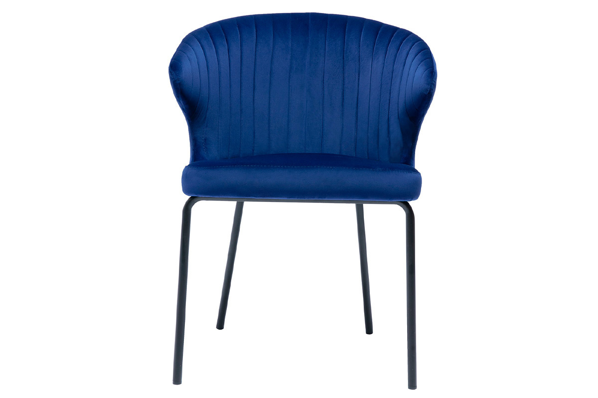 Silla moderna en terciopelo azul oscuro REQUIEM