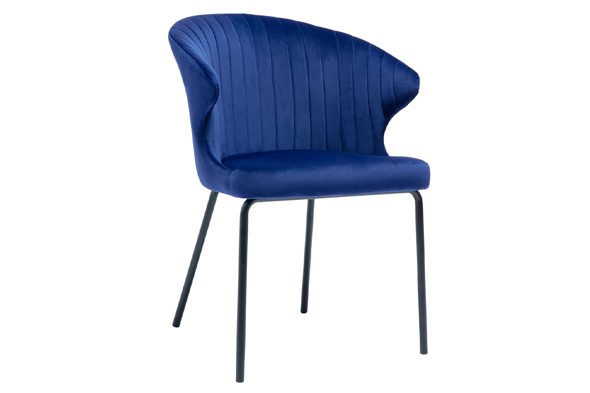 Silla moderna en terciopelo azul oscuro REQUIEM