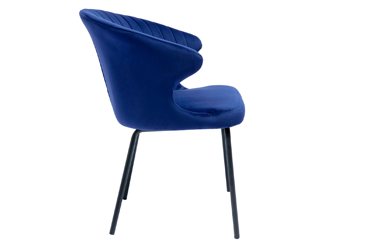 Silla moderna en terciopelo azul oscuro REQUIEM