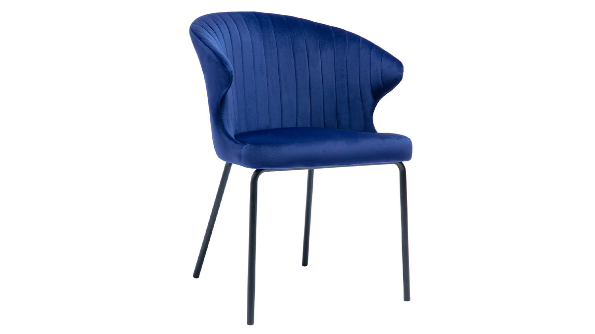 Silla moderna en terciopelo azul oscuro REQUIEM