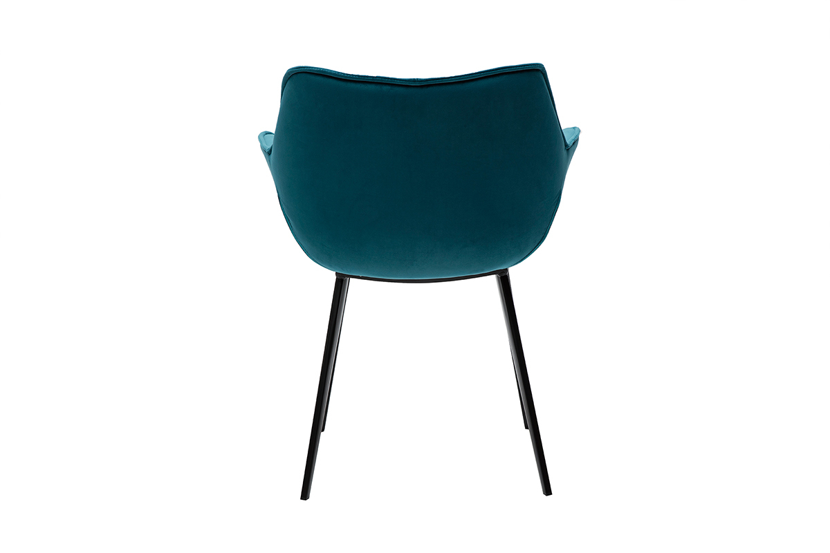 Silla moderna en terciopelo azul petrleo y patas metal negro VOLO