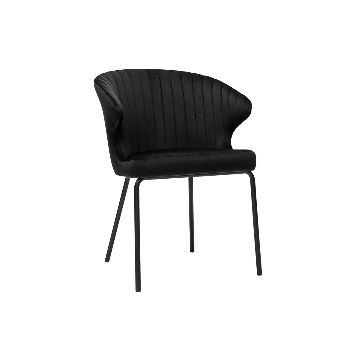 Silla moderna en terciopelo negro REQUIEM