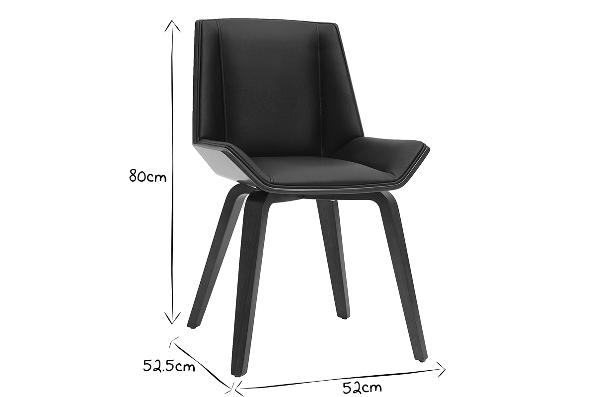 Silla moderna negra y madera oscura MELKIOR