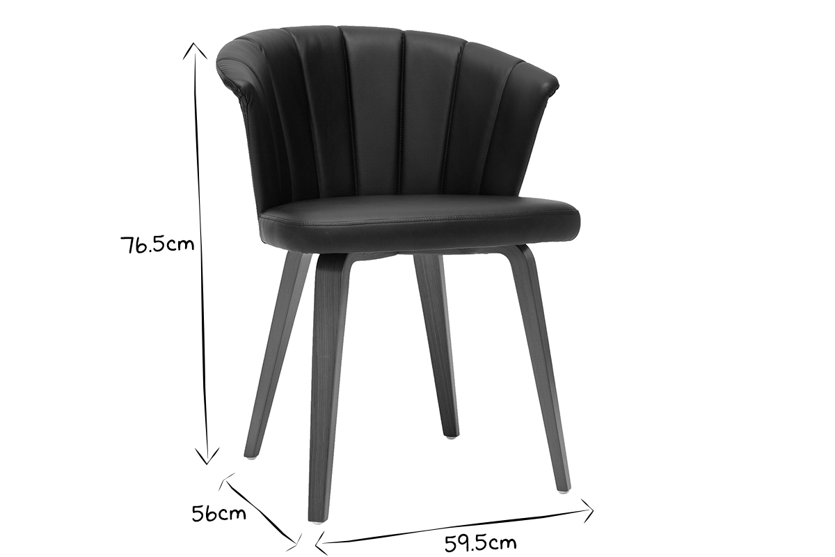 Silla moderna negro y madera oscura ALBIN