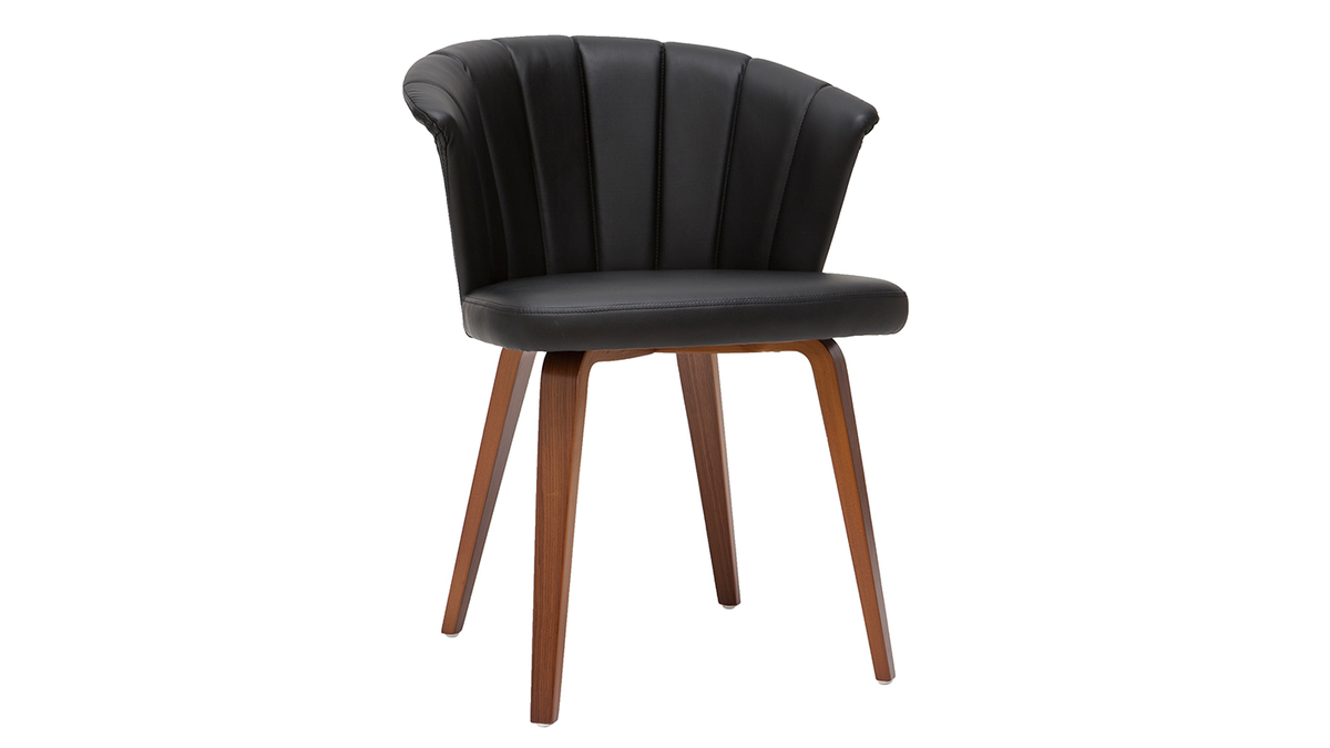 Silla moderna negro y madera oscura ALBIN