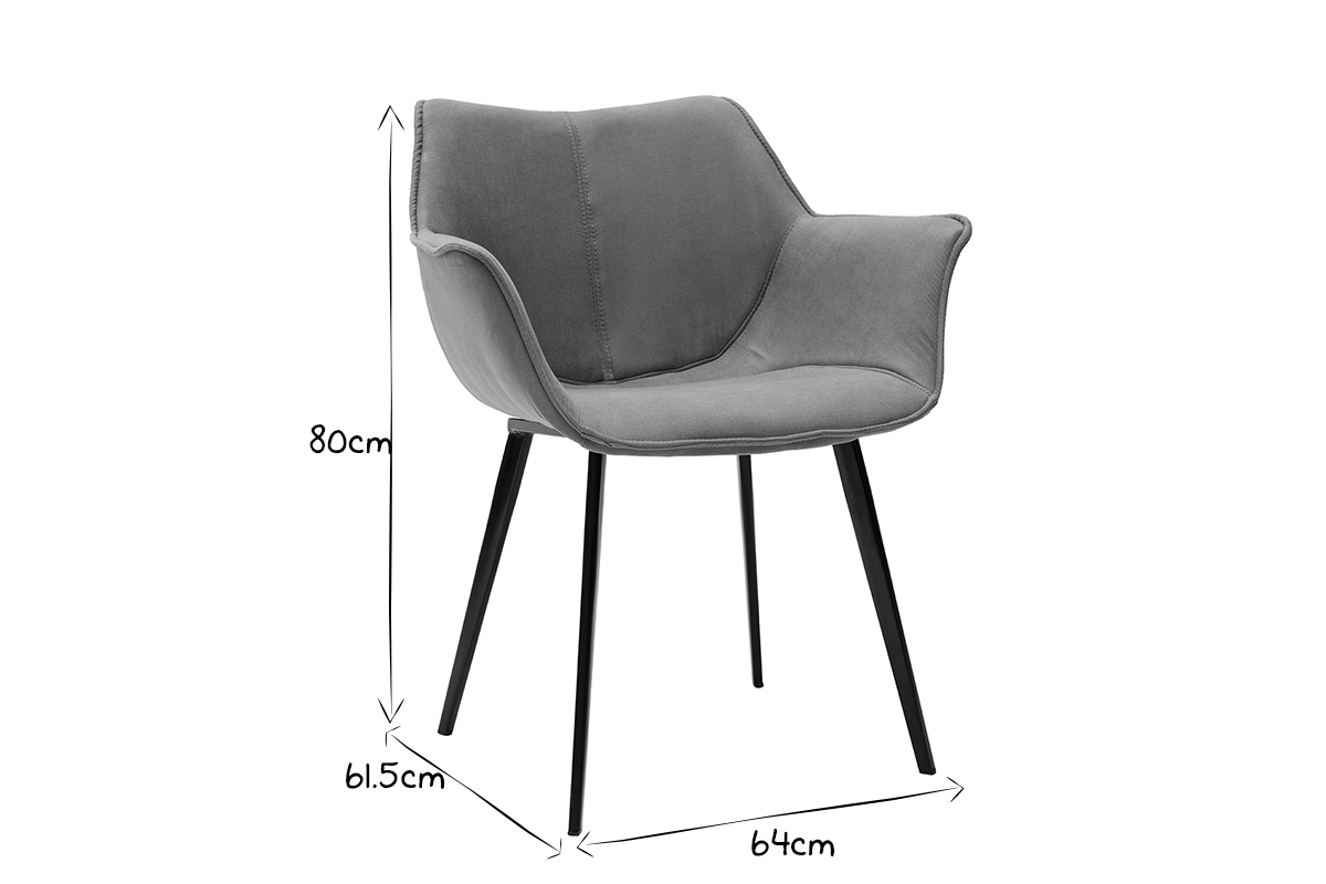 Silla moderna tejido gris y patas metal negro VOLO