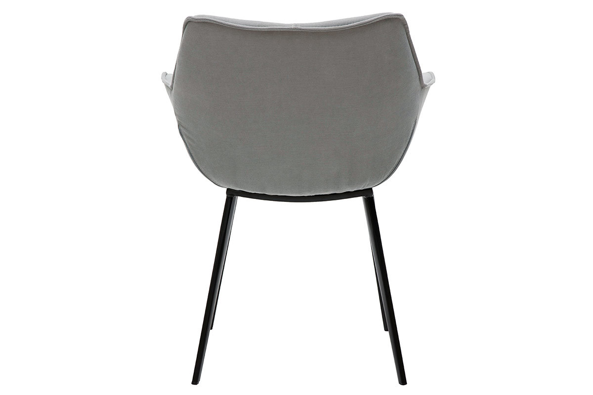 Silla moderna tejido gris y patas metal negro VOLO