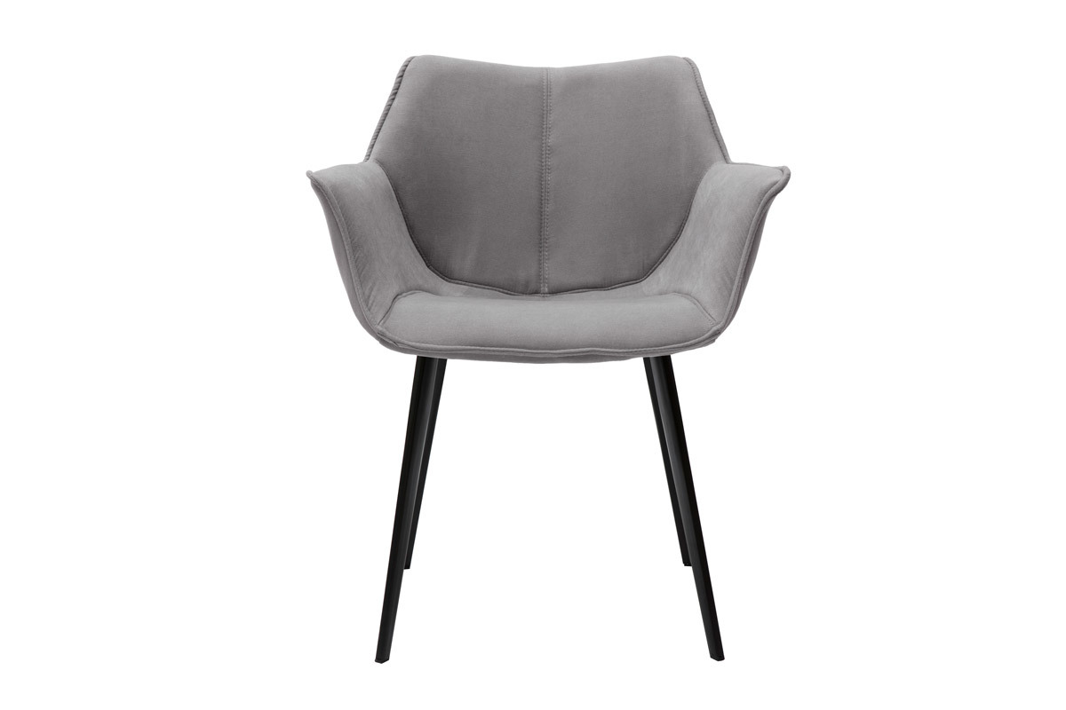 Silla moderna tejido gris y patas metal negro VOLO