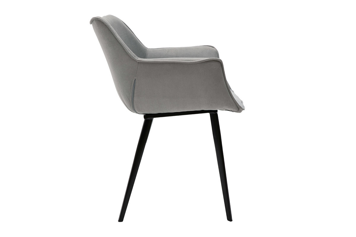 Silla moderna tejido gris y patas metal negro VOLO