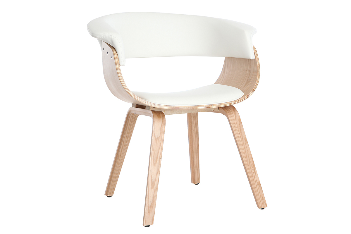 Silla nrdica blanco y madera clara OKTAV