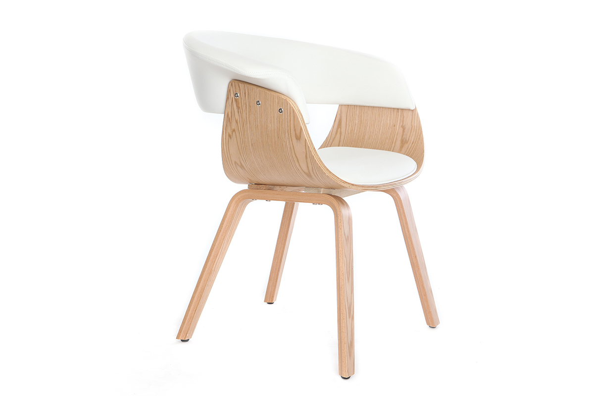 Silla nrdica blanco y madera clara OKTAV