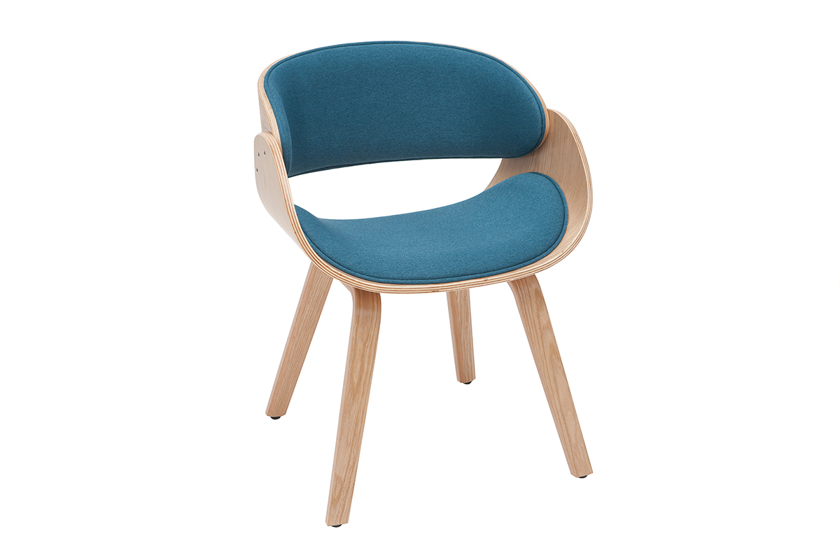 Silla tejido azul petrleo y madera clara BENT