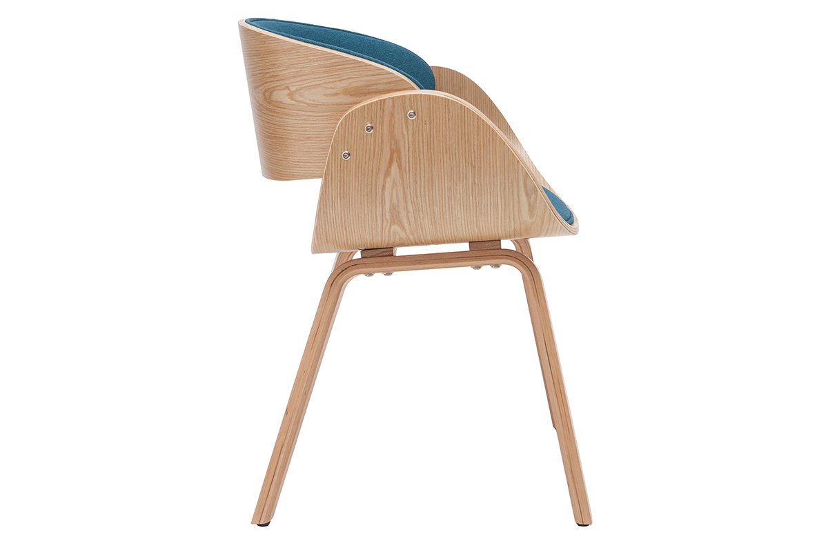 Silla tejido azul petrleo y madera clara BENT