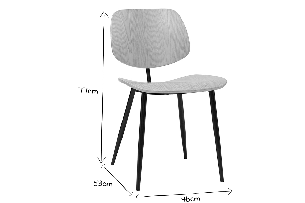 Sillas en madera clara y metal negro (lote de 2) TOBIAS