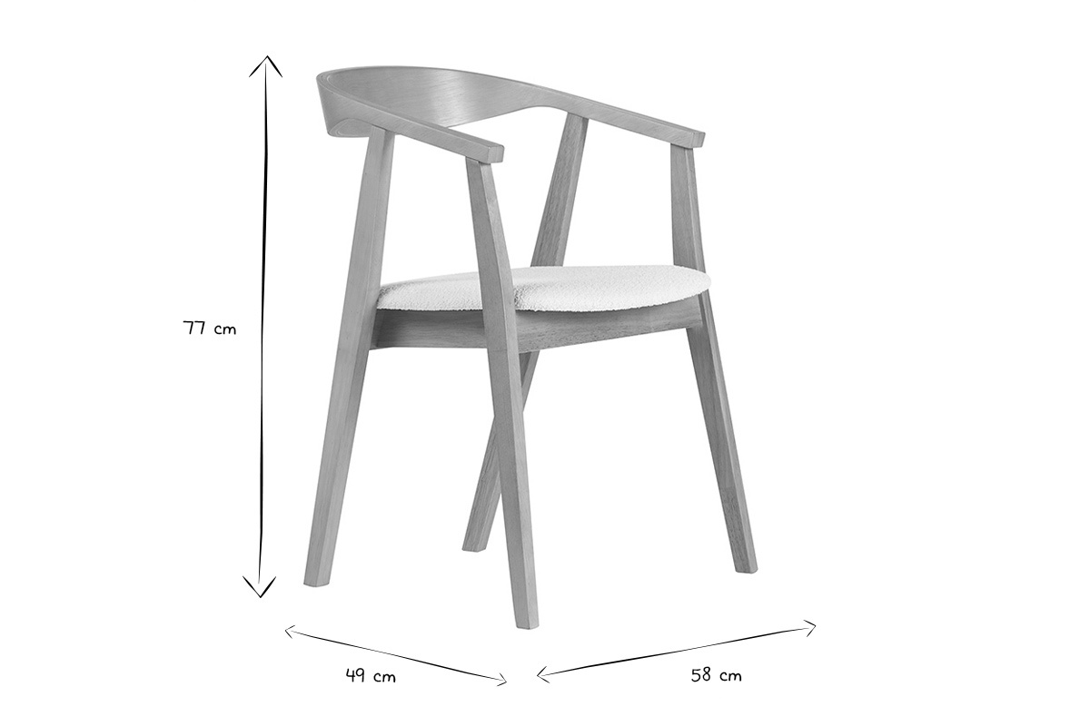 Sillas escandinavas de madera clara y tela de efecto lana rizada blanca (juego de 2) BAHIA