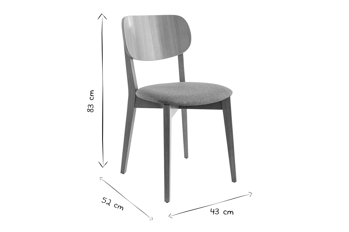 Sillas vintage roble y asiento blanco (lote de 2) LUCIA