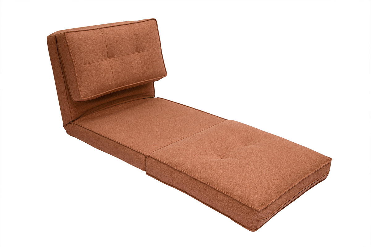 Silln cama de 1 plaza de tela terracota SALLY