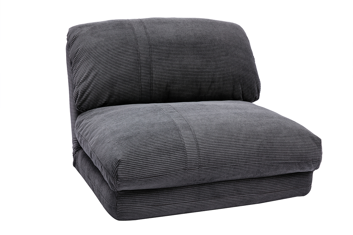 Silln cama de 1 plaza pana gris oscuro SPENCER