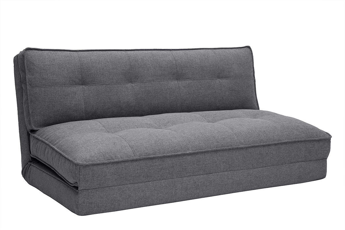 Silln cama de 2 plazas convertible en tela gris SALLY