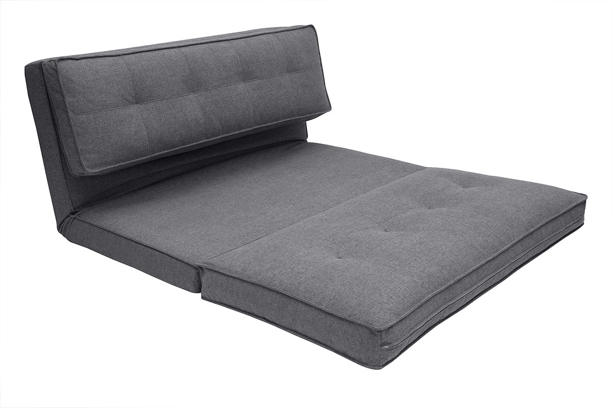 Silln cama de 2 plazas convertible en tela gris SALLY