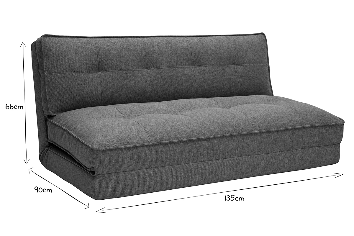 Silln cama de 2 plazas convertible en tela gris SALLY