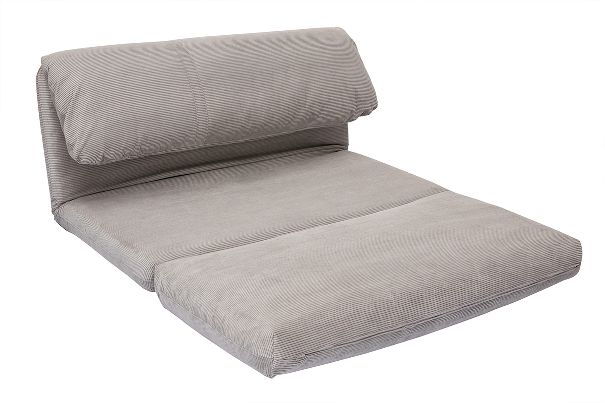 Silln cama de 2 plazas de pana gris claro SPENCER