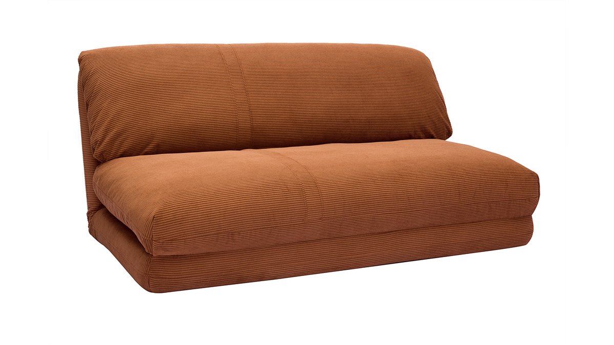 Silln cama de 2 plazas de pana terracota SPENCER