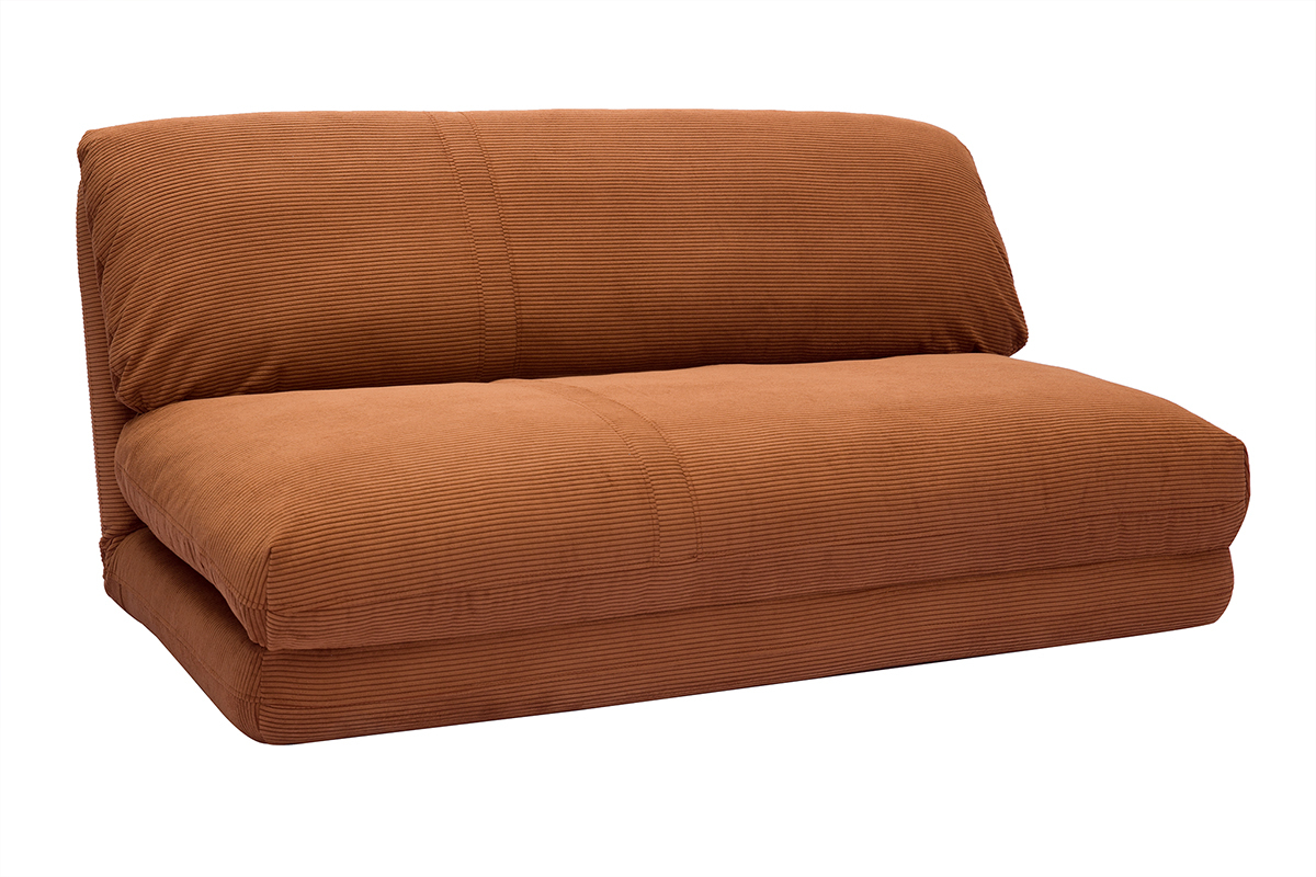 Silln cama de 2 plazas de pana terracota SPENCER