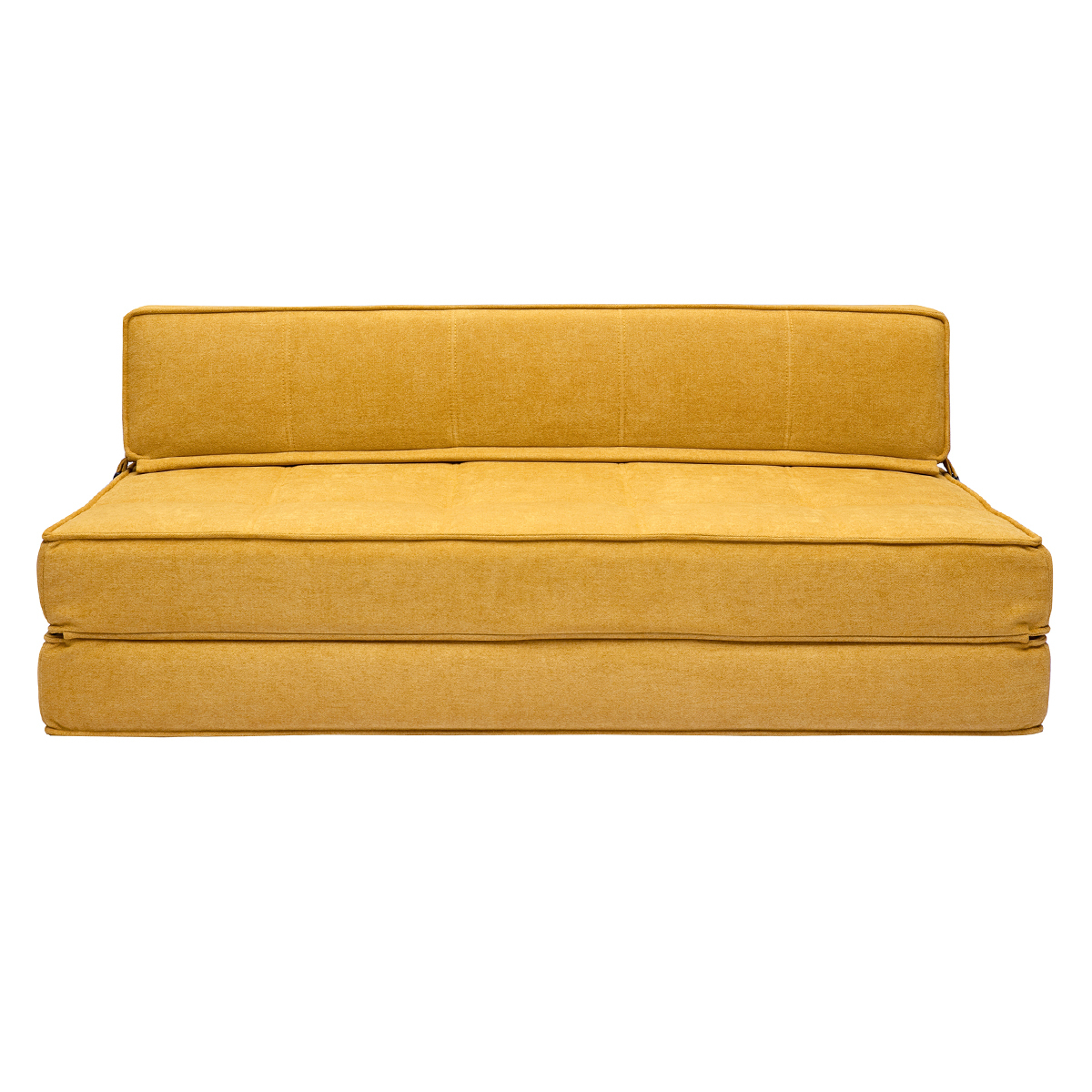 Sillón cama de 2 plazas de tejido efecto aterciopelado amarillo mostaza KATY