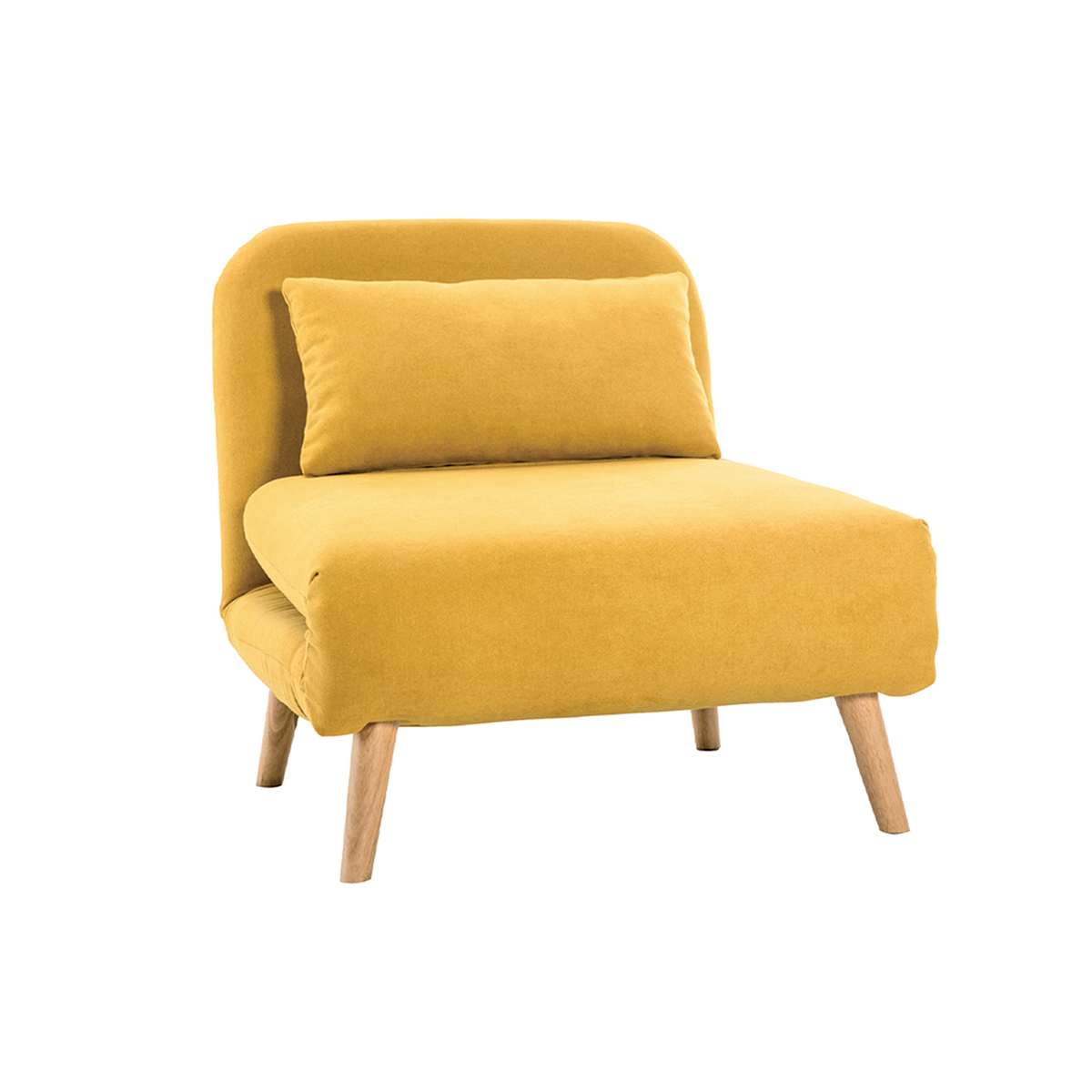 Sillón cama nórdico de tela amarillo mostaza AMIKO